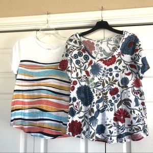 2 Loft Outlet short sleeve multi-colored women’s tees. Size L.